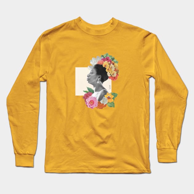 Nina Simone (Portrait) Long Sleeve T-Shirt by luliga